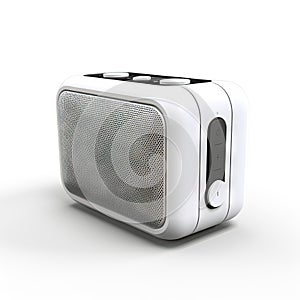 Modern portable speaker on white background. Music loudspeaker or player with wireless technology. Generated AI.