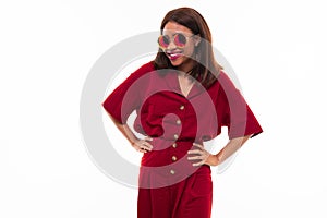 Modern portrait of african young girl possing on white background