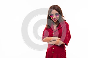 Modern portrait of african young girl possing on white background