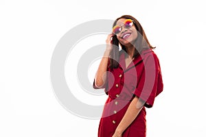 Modern portrait of african young girl possing on white background