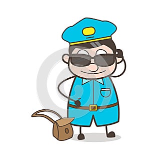 Modern Postboy Character with Black Trendy Sunglasses Vector