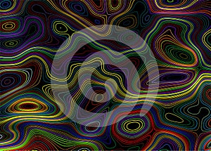 Modern poster with 80 s wave pattern. Abstract music pulse background. Trendy modern style. Rainbow color. Trendy