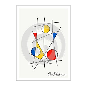 Modern Poster, Artwork inspired postmodern in the style of Neoplasticism, Bauhaus, Mondrian. Perfect for interior design