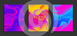 Modern poster or brochure design templates with 3d flow elements. Abstract vector background.