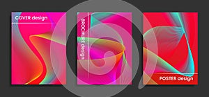 Modern poster or brochure design templates in vivid colors. Abstract vector background with guilloche curves.