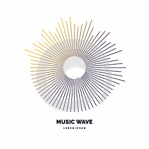 Modern poster of the sound wave. Illustration music on white background