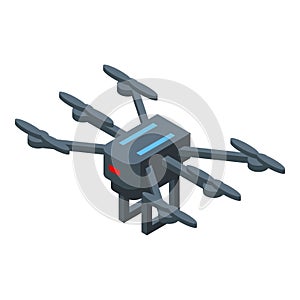 Modern powerful drone flying with rotating propellers isometric view photo