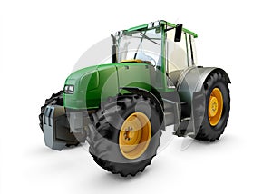 Modern powerful green farm tractor