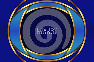 Modern Premium Luxury Overlapped Blue and Shiny Golden Background