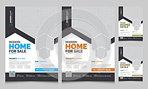 Modern Premium Real Estate Flyer Template for Captivating Property Listings with Blue, Orange, Green, Yellow Color