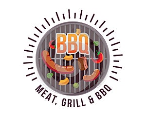 Modern Premium Tasty Barbecue Logo Badge Illustration