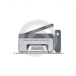 Modern printer illustration with scanner and control panel