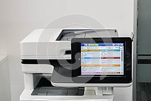 Modern printer screen in office for touch screen
