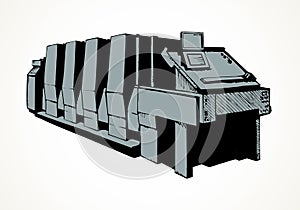 Modern printing press.Vector sketch