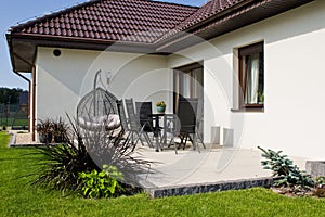 Modern private house terrace design in summer