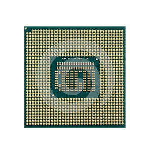 Modern processor for laptop, view from the contact side, isolated