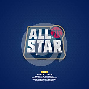 Modern professional basketball logo design. All star sign.