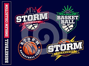 Modern professional basketball logo set for sport team