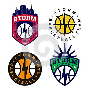Modern professional basketball logo set for sport team