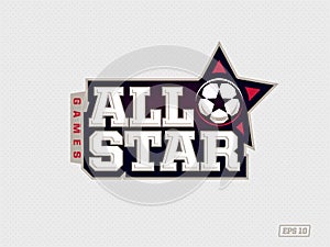 Modern professional emblem all star for soccer game in red theme