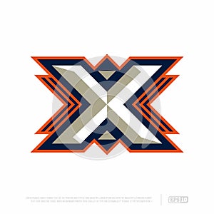Modern professional letter emblem for sport teams. X letter