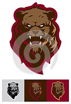 Modern professional logo with grizzly bear for a sport team.