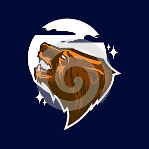 Modern professional logo with grizzly bear for a sport team.