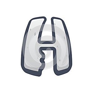 Modern professional logo H harm knife. Negative space knife in stone shape. Horor icon