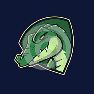 Modern professional logo for sport team. Alligator mascot. Crocodile, vector symbol on a dark background.