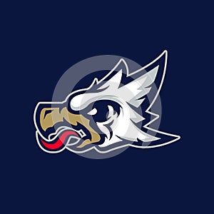 Modern professional logo for sport team. Griffin mascot. Royals, vector symbol on a dark background.