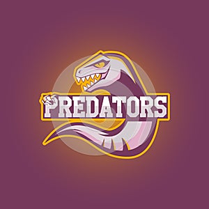 Modern professional logo for sport team. Raptor mascot. Predators vector symbol on a dark background.