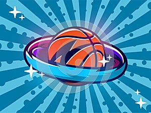 Modern professional vector emblem basketball planet for tournament or team