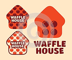 Modern professional vector set logo Waffle House in orange theme