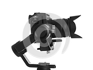 Modern professional video camera isolated on white