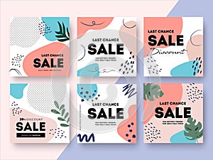 Modern promotion square web banner for social media mobile apps. Elegant sale and discount promo backgrounds with abstract pattern