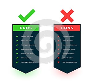 modern pros and cons compare list design