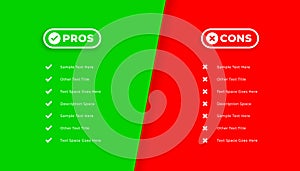 modern pros and cons comparison list design