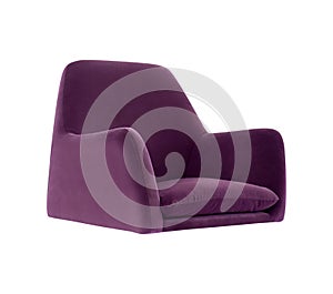 The modern purple armchair isolated on white