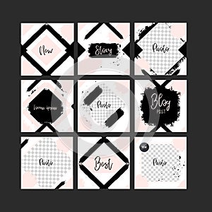 Modern puzzle stories business template for Social media. Fashion background
