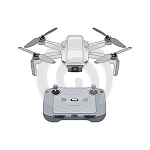 modern quadcopter drone with a remote controller vector illustration