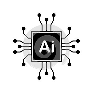 Modern quantum computing ai chip technology icon