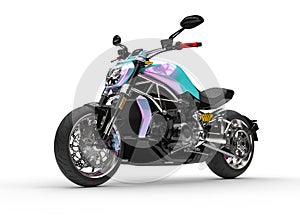 Modern race motorcycle with pearlescent paint job