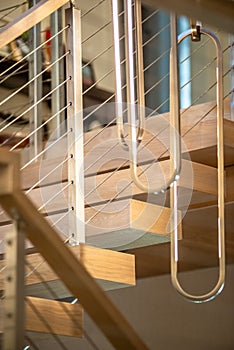 modern railing ans stair at new finished building