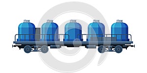 Modern Railway Cisterns, Freight Train, Side View, Railroad Transportation Flat Vector Illustration on White Background