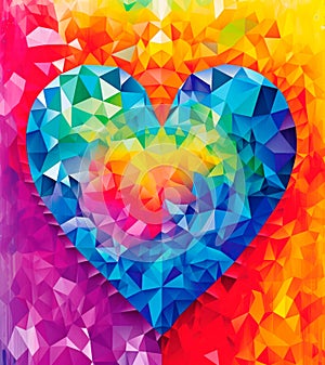 Modern Rainbow Colored Heart Illustration. Generative AI. photo