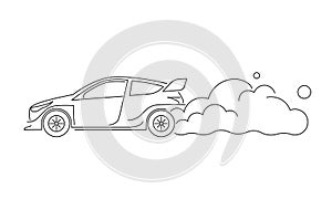 Modern rally car vector illustration. Powerful sports car line art