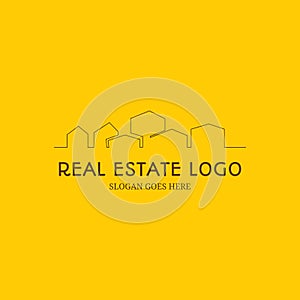 Modern real estate Building inspirational logo designs with line designs simple continuous line vector illustration