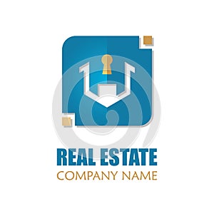 Modern Real Estate Logo Template. Abstract Square House Logotype