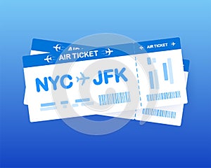 Modern and realistic airline ticket design with flight time and passenger name. vector illustration