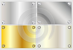 Modern realistic gold and silver banners